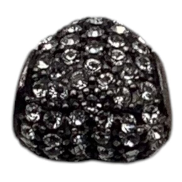 Pave Heart Bead Charm For European Bracelets Silver Tone With Clear Crystals - Picture 7 of 7